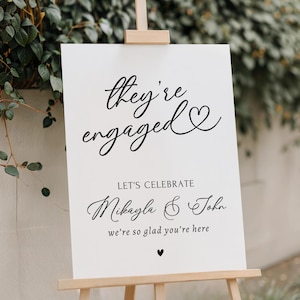 Printed and Shipped Engagement Party Sign, They're Engaged Sign, Modern Minimalist Engagement Party Signage, Welcome Engagement Sign