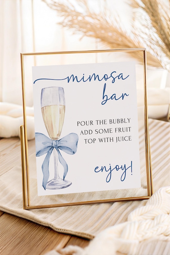 Printed and Shipped Something Blue Before I Do Bridal Sign, Blue Bow Bridal Shower Sign, Bridal Shower Mimosa Bar Sign, Bridal Shower Decor