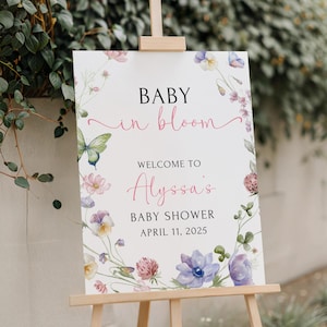 Printed and Shipped Baby in Bloom Baby Shower Sign Wildflower Baby Shower Welcome Sign Baby in Bloom Sign Girl Baby Shower Decor