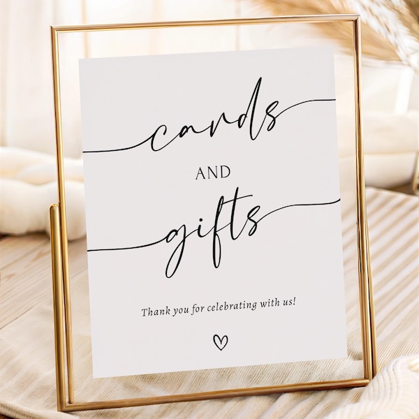 Printed and Shipped Cards and Gifts Sign 8x10" Table Sign Modern Minimalist Wedding Sign Bridal Shower Gift Sign Boho Shower Signage