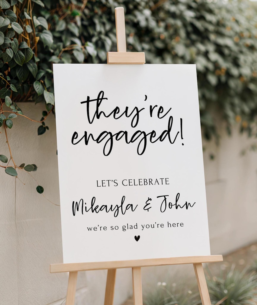 Engaged Sign On String Printed and Shipped Engagement Party Sign, They're Engaged Sign, Modern ...