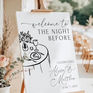 &quot;Die Nacht vor dem Hochzeitszeichen &quot;&quot;Rehearsal Dinner&quot;&quot; Handgezeichnetes Hochzeitsschild &quot;&quot;Probe-Dinner&quot;&quot; Hochzeitsschild Gedruckt und versandt.&quot;