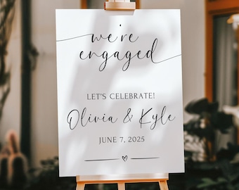 Printed and Shipped Engagement Party Welcome Sign, Minimalist Engagement Sign, Modern Engagement Welcome, Welcome To Our Engagement