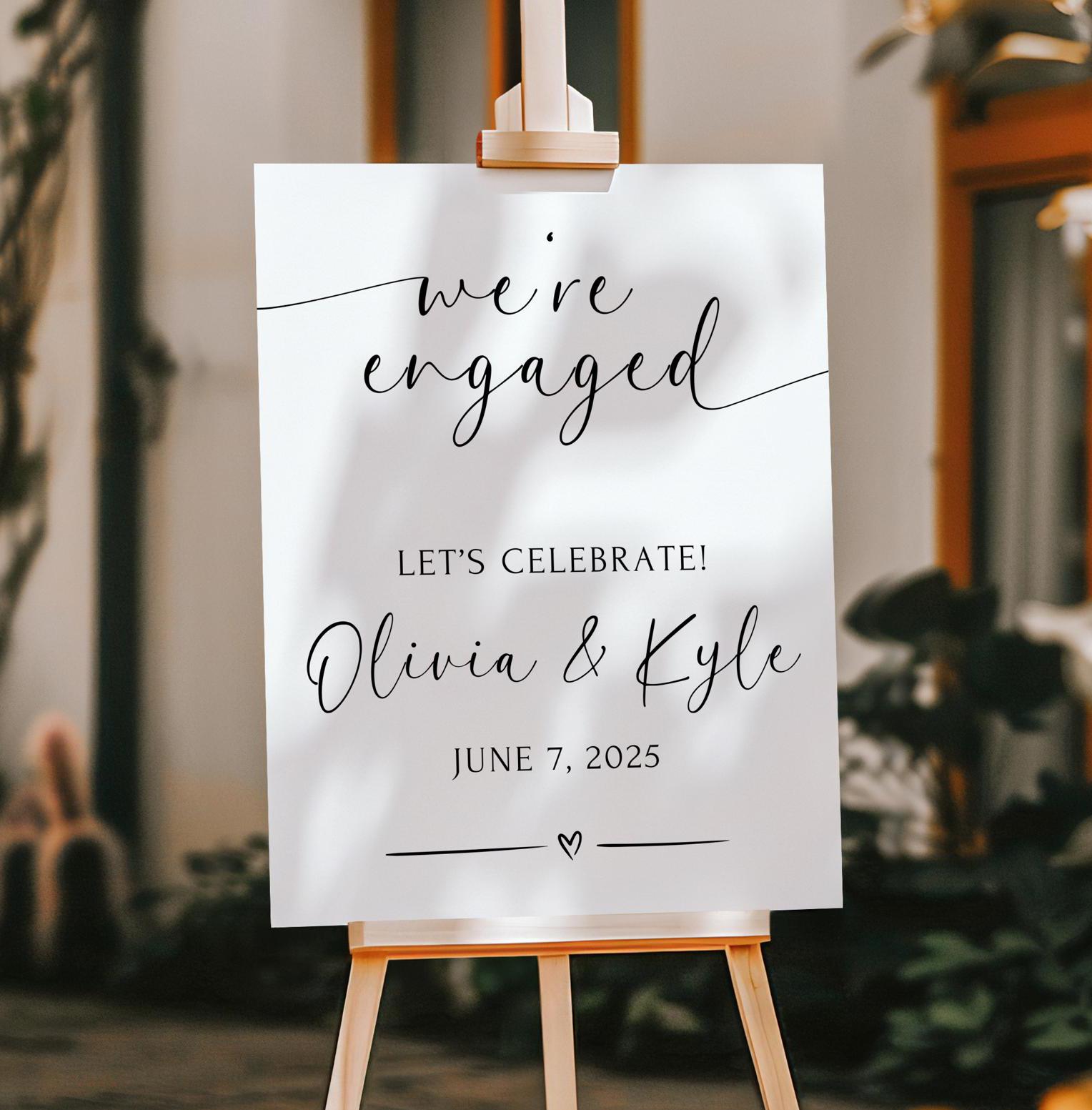 Printed and Shipped Engagement Party Welcome Sign, Minimalist Engagement Sign, Modern Engagement Welcome, Welcome To Our Engagement
