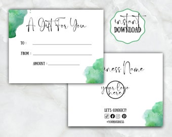 Editable Gift Certificate Template, Custom Gift Certificate, Editable Gift Card, Gift Certificate Template Printable, Business Gift Cards