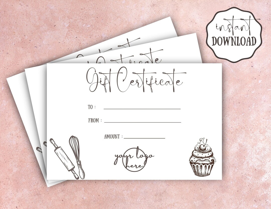 Gift Certificate for Bakery, Add Your Logo Gift Certificate Template