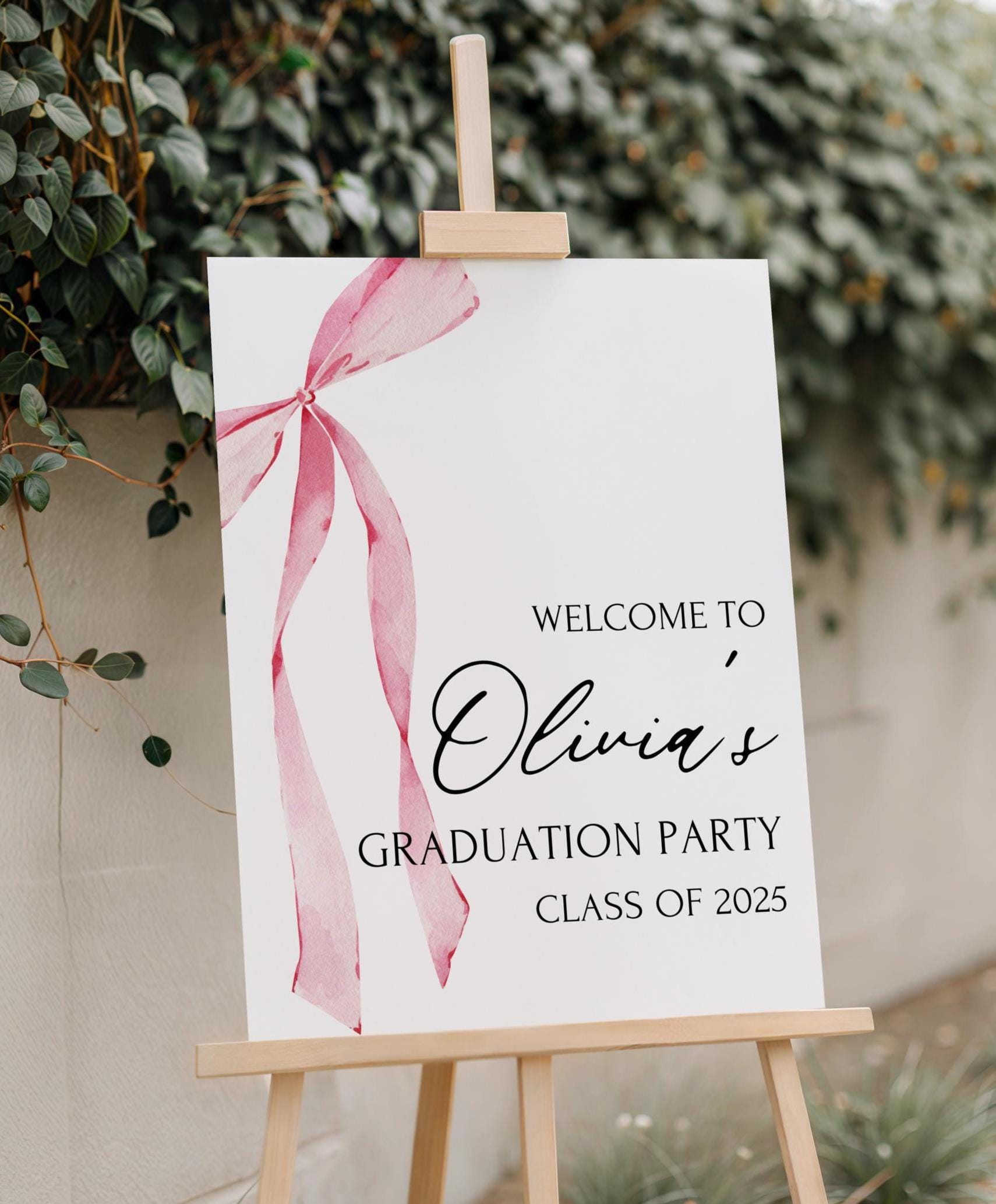 Printed and Shipped Graduation Party Welcome Sign Bow Graduation Party Sign Graduation Party Decorations Custom Graduation Party Sign