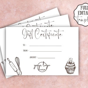 Gift Certificate for Bakery, Add Your Logo Gift Certificate Template ...