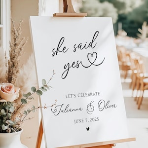 Printed and Shipped Engagement Party Sign, She Said Yes Engaged Sign, Modern Minimalist Engagement Party Signage, Simple Boho Wedding Signs