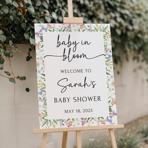 Printed and Shipped Baby in Bloom Baby Shower Sign Wildflower Baby Shower Welcome Sign Baby in Bloom Sign Girl Baby Shower Decor