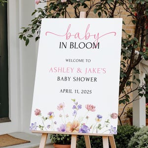 Printed and Shipped Baby in Bloom Baby Shower Sign Wildflower Baby Shower Welcome Sign Baby in Bloom Sign Girl Baby Shower Decor