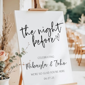 Printed and Shipped Rehearsal Dinner Welcome Sign, The Night Before Sign, Modern Minimalist Wedding Sign, Boho Wedding Signage Simple
