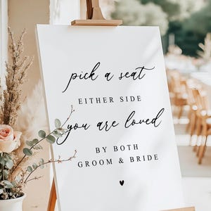 Pick a Seat Sign Wedding Open Seating Sign Modern Minimalist Wedding Sign Boho Wedding Signs Open Seating Printed Wedding Sign