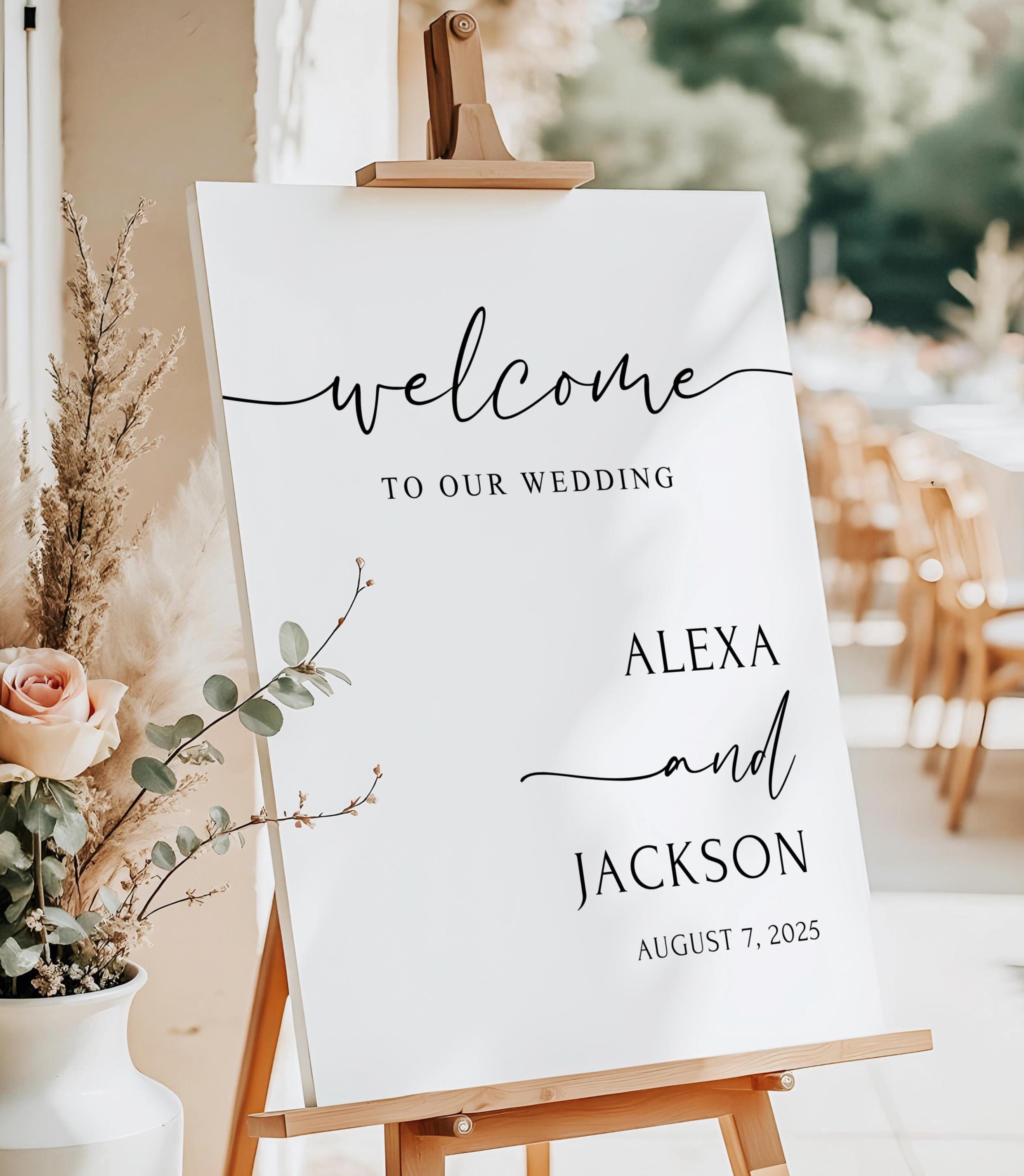 Printed and Shipped Wedding Welcome Sign, Elegant Wedding Sign
