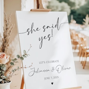 Minimalist Engagement Sign, Engagement Party Sign, Engagement Party Welcome Sign, Modern Engagement Party Decorations, She Said Yes