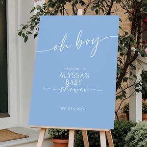 Oh Boy Baby Shower Willkommensschild Blaue Babyparty Willkommensschild Boy Baby Shower Poster Baby Boy Shower Dekorationen GEDRUCKT UND VERSENDET