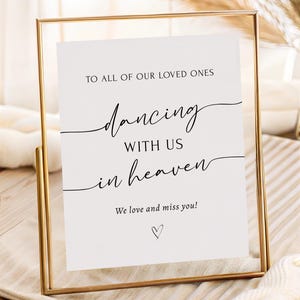 Printed and Shipped Wedding Memorial Sign 8x10 Dancing With us in Heaven Memory Table Sign In Loving Memory Wedding Memorial Sign
