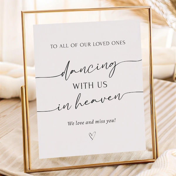 Printed and Shipped Wedding Memorial Sign 8x10 Dancing With us in Heaven Memory Table Sign In Loving Memory Wedding Memorial Sign