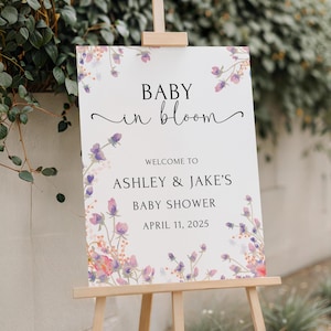 Printed and Shipped Baby in Bloom Baby Shower Sign Wildflower Baby Shower Welcome Sign Baby in Bloom Sign Girl Baby Shower Decor