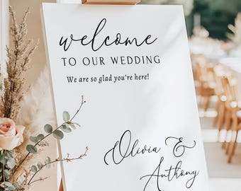 Wedding Welcome Sign Wedding Reception Sign Welcome To Our Wedding Sign Wedding Board Vertical Minimalist Wedding Welcome Sign Modern