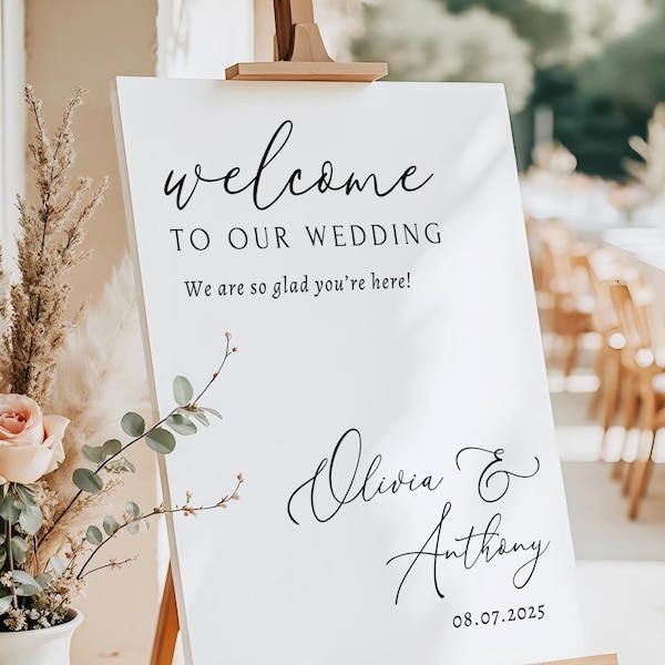 Wedding Welcome Sign Wedding Reception Sign Welcome To Our Wedding Sign Wedding Board Vertical Minimalist Wedding Welcome Sign Modern