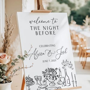 The Night Before Sign Hand Drawn Rehearsal Dinner Sign Whimsical Wedding Sign The Night Before Wedding Sign Printed and Shipped