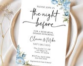 The Night Before Blue Hydrangea Rehearsal Dinner Invitation Rehearsal Dinner Invite The Night Before Invite Download Editable Template