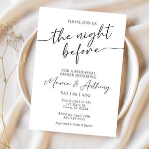 The Night Before Rehearsal Dinner Invite Editable Template Rehearsal Dinner Invitation Modern Minimalist Editable Invite Instant Download