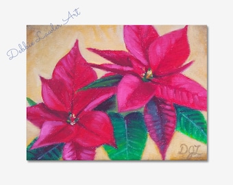 Poinsettia | Original oil painting on stretched canvas | 9 x 12