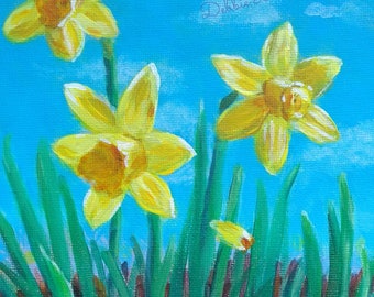 Narcisos pintura original 6x8 pulgadas