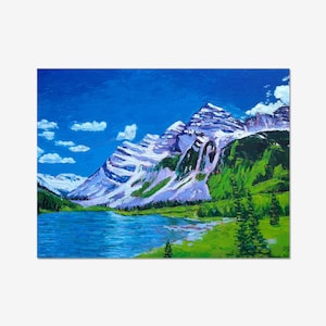 Maroon Bells Montagne Rocciose del Colorado Dipinto a mano 29,5x42 cm (11,5x16,5 pollici)