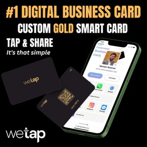 Carte numérique premium personnalisée avec feuille d'or - Carte de visite sans contact NFC/QR - Partagez tout en quelques secondes - Compatible avec iPhone et Android