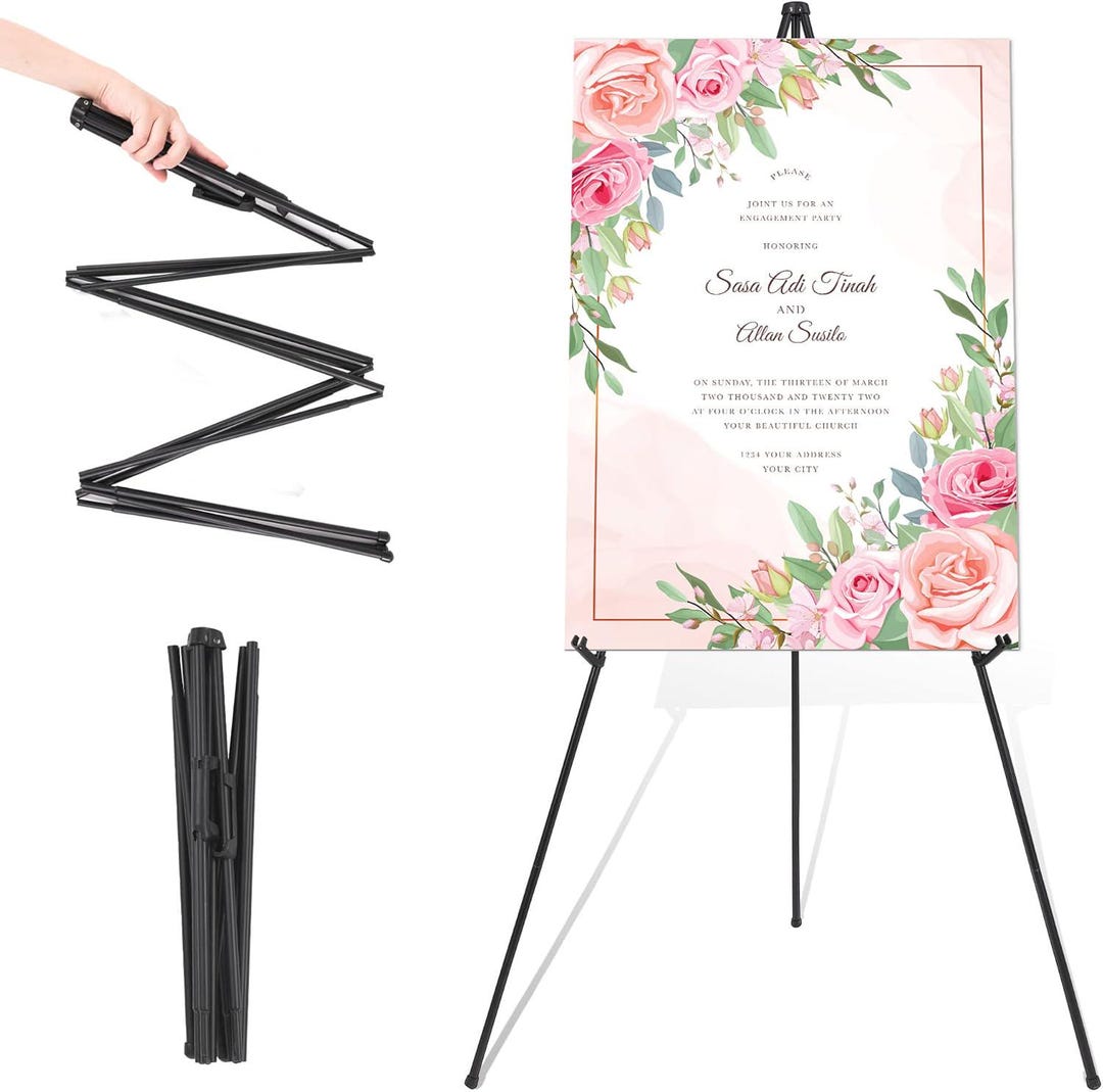 Portable Adjustable Easel Stand • Folding Display Easel for Art, Photos ...