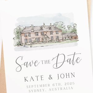 watercolor wedding venue illustration, wedding venue sketch, Wedding Venue Illustration, wedding venue watercolor, wedding invitation, personalised wedding invitations