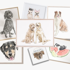 Hand Drawn Watercolor Pet Portrait, Custom Dog Portrait, Pet Portrait from Photo