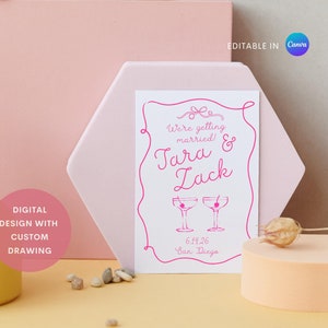 Hand-Drawn Save the Date: Custom Wedding Illustration (Digital Design, PDF & PNG Files)