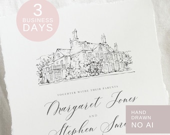 Wedding Venue Illustration, Custom Drawing from Photo, Hand Drawn Venue Sketch, Wedding Venue Drawing, Wedding Drawing, 1st Anniversary Gift