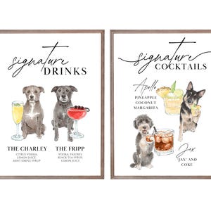 Pet Signature Drink Sign, Custom Watercolor Painting, Signature Drink illustration, Dog Custom Bar Sign, Signature Cocktail Wedding Sign image 13