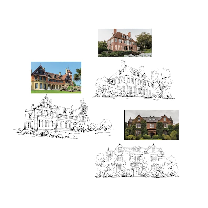 Wedding Venue Illustration, Custom Drawing from Photo, Hand Drawn Venue Sketch, Wedding Venue Drawing, Wedding Drawing, 1st Anniversary Gift image 12