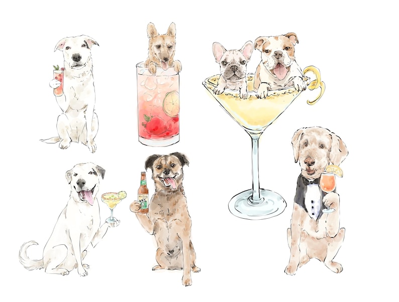 Pet Signature Drink Sign, Custom Watercolor Painting, Signature Drink illustration, Dog Custom Bar Sign, Signature Cocktail Wedding Sign image 5