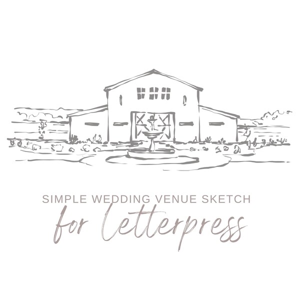 Simple Wedding Venue Sketch for Letterpress, Minimalistic Wedding Venue Drawing, Minimalist Wedding SVG, Wedding Illustration, Foil Print