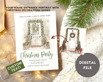 Weihnachtsgrußkarte, personalisierte Weihnachtskarte, Weihnachtstüren, Weihnachtswünsche für die Familie, Einladung zu Weihnachtsfeier