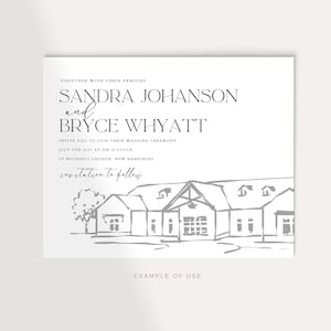 Hand Drawn Wedding Venue Sketch for Letterpress, Minimalist Wedding Venue Illustration, Simple Line Art, Custom Wedding Illustration, SVG image 2