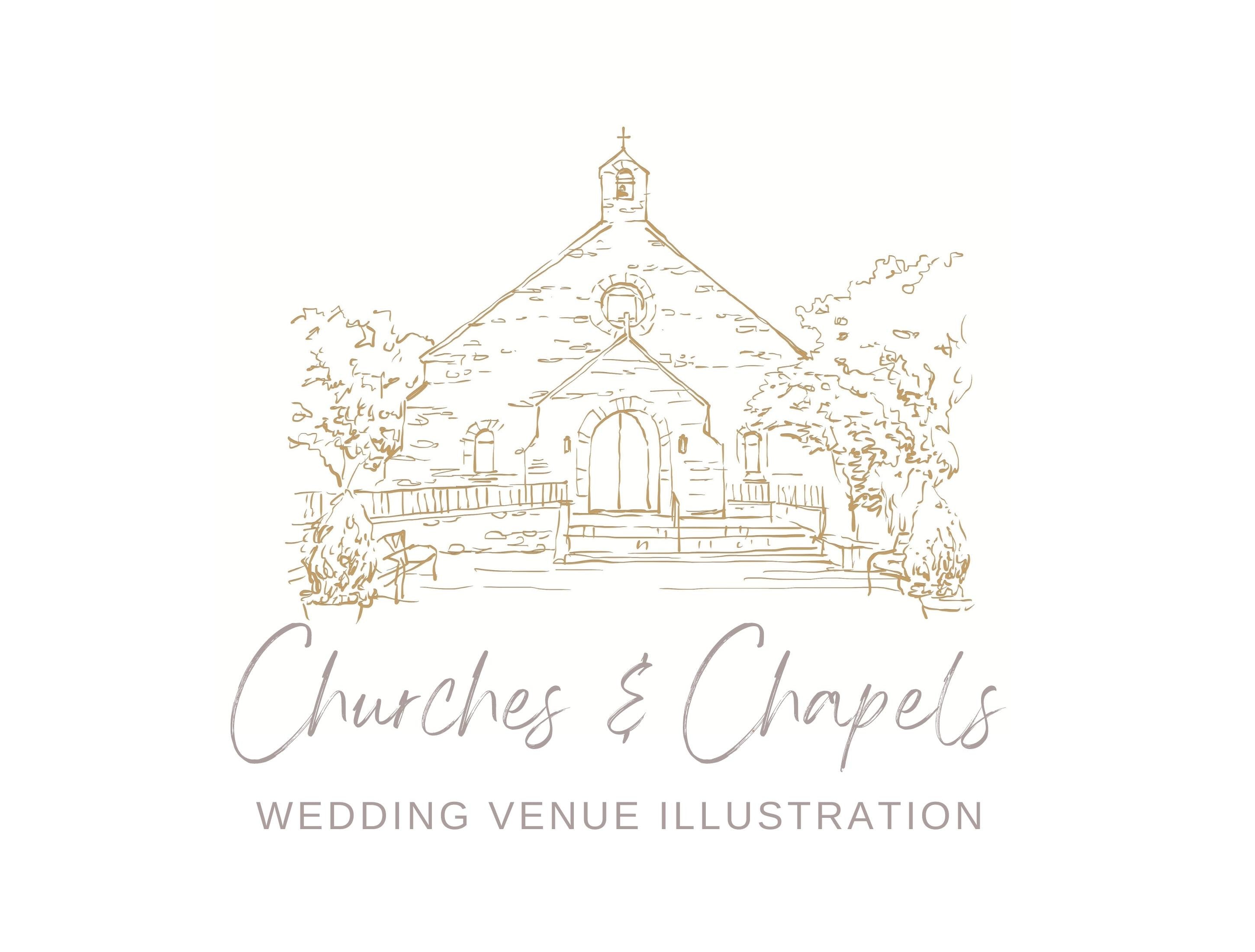 Church Wedding Venue Illustration, Wedding Venue Sketch, Custom Wedding ...
