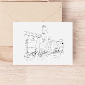 Wedding Venue Illustration, Custom Drawing from Photo, Hand Drawn Venue Sketch, Wedding Venue Drawing, Wedding Drawing, 1st Anniversary Gift image 3