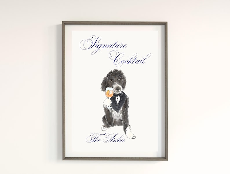 Pet Signature Drink Sign, Custom Watercolor Painting, Signature Drink illustration, Dog Custom Bar Sign, Signature Cocktail Wedding Sign image 17