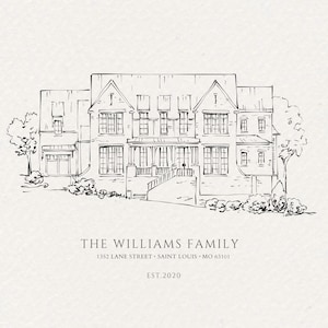 House Portrait, House Drawing, Realtor Closing Gift, Housewarming Gift, Home Portrait from Photo, Architecture Drawing, Custom House Drawing