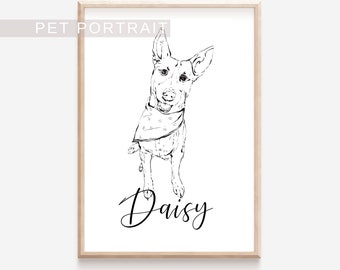 Hand Drawn Pet Portrait, Dog Illustration, Dog Sketch from Photo, Custom Pet Portrait, Dog Drawing, Gifts for Friends