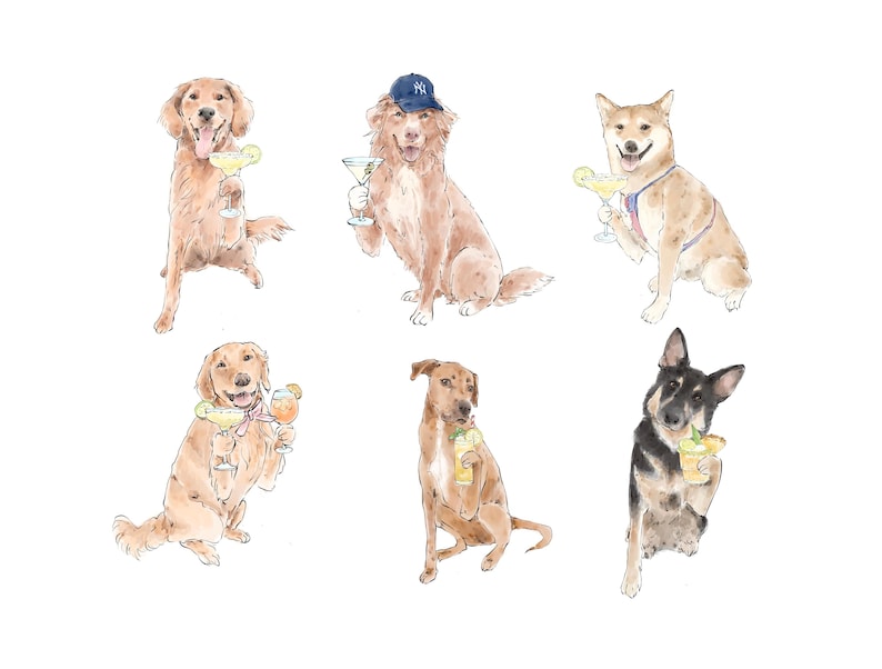Pet Signature Drink Sign, Custom Watercolor Painting, Signature Drink illustration, Dog Custom Bar Sign, Signature Cocktail Wedding Sign image 15