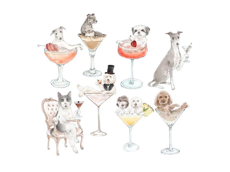 Pet Signature Drink Sign, Custom Watercolor Painting, Signature Drink illustration, Dog Custom Bar Sign, Signature Cocktail Wedding Sign image 3